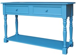 4251549300526 - Landhausstil Konsolentisch mit 2 Schubladen und Regal Blau 152 x 51 x H 90 cm - Landhausstil Hotel MÃ¶bel