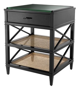 4251549300564 - Luxus Beistelltisch mit Schublade und Regal Schwarz   Naturfarben   Bronze 60 x 56 x H 76 cm - Hotel MÃ¶bel