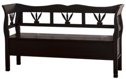 4251549300731 - Landhausstil Gartenbank mit Staufach fÃ¼r Feuerholz Schwarz 163 x 48 x H 92 cm - GartenmÃ¶bel im Landhausstil