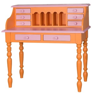 4251549300748 - Landhausstil Schreibtisch Orange   Rosa 109 x 60 x H 110 cm - MÃ¶bel im Landhausstil