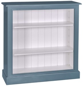 4251549300847 - Landhausstil BÃ¼cherschrank Blau   WeiÃ 102 x 35 x H 102 cm - WohnzimmermÃ¶bel im Landhausstil