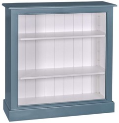 4251549300847 - Landhausstil BÃ¼cherschrank Blau   WeiÃ 102 x 35 x H 102 cm - WohnzimmermÃ¶bel im Landhausstil