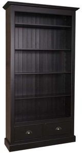 4251549300854 - Landhausstil BÃ¼cherschrank Schwarz 109 x 39 x H 210 cm - WohnzimmermÃ¶bel im Landhausstil