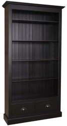 4251549300854 - Landhausstil BÃ¼cherschrank Schwarz 109 x 39 x H 210 cm - WohnzimmermÃ¶bel im Landhausstil