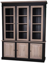 4251549300946 - Landhausstil Wohnzimmerschrank Schwarz   Naturfarben 182 x 48 x H 228 cm - WohnzimmermÃ¶bel im Landhausstil