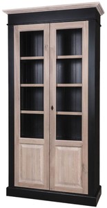 4251549300953 - Landhausstil Wohnzimmerschrank Schwarz   Naturfarben 109 x 40 x H 210 cm - WohnzimmermÃ¶bel im Landhausstil
