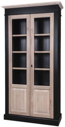 4251549300953 - Landhausstil Wohnzimmerschrank Schwarz   Naturfarben 109 x 40 x H 210 cm - WohnzimmermÃ¶bel im Landhausstil