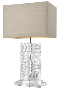4251549301332 - Kristallglas Tischleuchte mit naturfarbenem Lampenschirm 28 x 45 x H 765 cm - Luxus MÃ¶bel & Accessoires