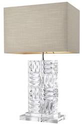 4251549301332 - Kristallglas Tischleuchte mit naturfarbenem Lampenschirm 28 x 45 x H 765 cm - Luxus MÃ¶bel & Accessoires