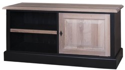 4251549301363 - Landhausstil TV Sideboard Schwarz   Naturfarben 120 x 40 x H 50 cm - Fernsehschrank im Landhausstil