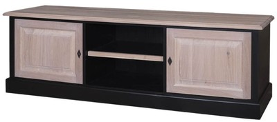 4251549301370 - Landhausstil Fernsehschrank Schwarz   Naturfarben 180 x 46 x H 56 cm - TV Sideboard im Landhausstil