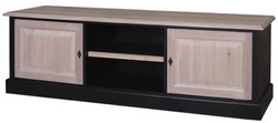 4251549301370 - Landhausstil Fernsehschrank Schwarz   Naturfarben 180 x 46 x H 56 cm - TV Sideboard im Landhausstil