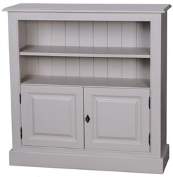 4251549301967 - Landhausstil BÃ¼cherschrank Grau 102 x 35 x H 102 cm - WohnzimmermÃ¶bel im Landhausstil
