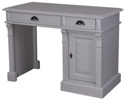4251549302032 - Landhausstil Schreibtisch Grau 110 x 55 x H 78 cm - Landhausstil BÃ¼romÃ¶bel
