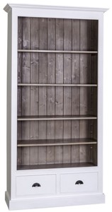 4251549302094 - Landhausstil BÃ¼cherschrank WeiÃ   Braun 109 x 39 x H 210 cm - WohnzimmermÃ¶bel im Landhausstil
