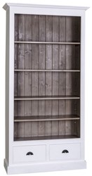 4251549302094 - Landhausstil BÃ¼cherschrank WeiÃ   Braun 109 x 39 x H 210 cm - WohnzimmermÃ¶bel im Landhausstil