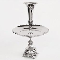 4251549302124 - Luxus Vase Silber - Hotel Dekoration - Barock BlumengefÃ¤ss - Obstvase Etagere