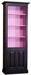 4251549302216 - Landhausstil BÃ¼cherschrank Antik Stil Schwarz   Rosa 78 x 39 x H 210 cm - Wohnzimmerschrank im Landhausstil