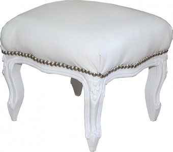 4251549302261 - Barock FuÃhocker WeiÃ   WeiÃ Lederoptik - Hocker MÃ¶bel