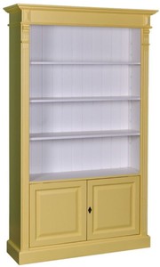 4251549302346 - Landhausstil BÃ¼cherschrank Gelb   WeiÃ 119 x 39 x H 197 cm - Wohnzimmerschrank im Landhausstil
