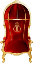 4251549302384 - PompÃ¶Ã¶s by Luxus Ballon Barock Sessel Bordeaux   Schwarz   Gold mit glitzernder Krone - PompÃ¶Ã¶ser Barock Sessel designed by Harald GlÃ¶Ã¶ckler