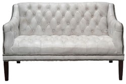 4251549302476 - Luxus Echtleder 2er Sofa Vintage WeiÃ   Schwarz 135 x 79 x H 84 cm - Chesterfield WohnzimmermÃ¶bel