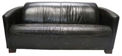 4251549302483 - Echtleder 3er Sofa Vintage Schwarz 165 x 85 x H 69 cm - Luxus WohnzimmermÃ¶bel