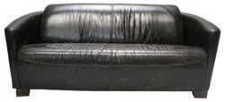 4251549302483 - Echtleder 3er Sofa Vintage Schwarz 165 x 85 x H 69 cm - Luxus WohnzimmermÃ¶bel