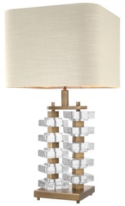 4251549302698 - Tischleuchte mit naturfarbenem Lampenschirm 27 x 40 x H 77 cm - Luxus Hotel & Restaurant MÃ¶bel