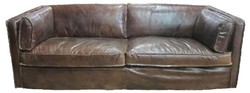 4251549302735 - Echtleder Wohnzimmer Sofa Vintage Dunkelbraun 225 x 99 x H 73 cm - Luxus MÃ¶bel