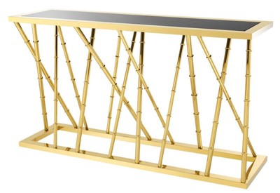 4251549302957 - Luxus Konsole Gold   Schwarz 1395 x 40 x H 78 cm - Luxus MÃ¶bel