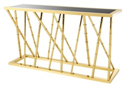 4251549302957 - Luxus Konsole Gold   Schwarz 1395 x 40 x H 78 cm - Luxus MÃ¶bel