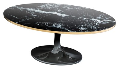 4251549303008 - Luxus Couchtisch Oval Schwarz   Messingfarben 120 x 60 x H 505 cm - Luxus Wohnzimmertisch