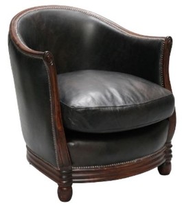 4251549303060 - Luxus Sessel Schwarz   Dunkelbraun 65 x 74 x H 74 cm - Echtleder WohnzimmermÃ¶bel