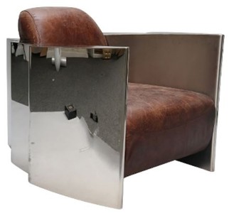 4251549303084 - Echtleder Club Sessel Vintage Braun   Silber 68 x 89 x H 73 cm - Luxus QualitÃ¤t