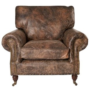 4251549303176 - Luxus Echtleder Sessel Vintage Braun 106 x 105 x H 93 cm - Art Deco MÃ¶bel