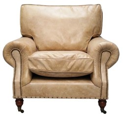 4251549303183 - Luxus Echtleder Sessel Vintage Beige 106 x 105 x H 93 cm - Art Deco MÃ¶bel