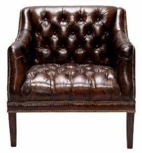 4251549303299 - Luxus Echtleder Wohnzimmer Sessel Dunkelbraun 80 x 84 x H 79 cm - Chesterfield MÃ¶bel