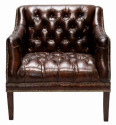 4251549303299 - Luxus Echtleder Wohnzimmer Sessel Dunkelbraun 80 x 84 x H 79 cm - Chesterfield MÃ¶bel