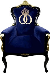 4251549303688 - Pompöös by Luxus Barock Sessel Bergere Blau Schwarz Gold mit Goldkrone - Pompööser Barock Sessel designed by Harald Glööckler 4251549303688 - Pompöös by Luxus Barock Sessel Bergere Blau Schwarz Gold mit Goldkrone - Pompööser Barock Sessel designed by Harald Glööckler