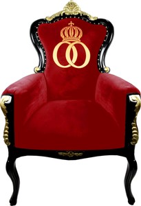 4251549303695 - PompÃ¶Ã¶s by Luxus Barock Sessel Bergere Rot   Schwarz   Gold mit Goldkrone - PompÃ¶Ã¶ser Barock Sessel designed by Harald GlÃ¶Ã¶ckler