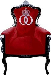 4251549303749 - PompÃ¶Ã¶s by Luxus Barock Sessel Bergere Rot   Schwarz   Silber - PompÃ¶Ã¶ser Barock Sessel designed by Harald GlÃ¶Ã¶ckler