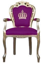 4251549303817 - PompÃ¶Ã¶s by Luxus Barock Esszimmerstuhl mit Armlehnen Lila   Gold - PompÃ¶Ã¶ser Barock Stuhl designed by Harald GlÃ¶Ã¶ckler