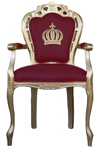 4251549303831 - PompÃ¶Ã¶s by Luxus Barock Esszimmerstuhl mit Armlehnen Weinrot   Gold - PompÃ¶Ã¶ser Barock Stuhl designed by Harald GlÃ¶Ã¶ckler