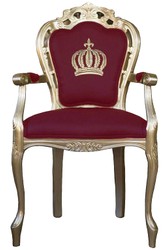 4251549303831 - PompÃ¶Ã¶s by Luxus Barock Esszimmerstuhl mit Armlehnen Weinrot   Gold - PompÃ¶Ã¶ser Barock Stuhl designed by Harald GlÃ¶Ã¶ckler