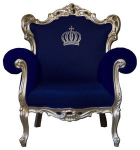 4251549303992 - PompÃ¶Ã¶s by Luxus Barock Sessel Blau   Gold - PompÃ¶Ã¶ser Barock Sessel designed by Harald GlÃ¶Ã¶ckler
