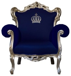 4251549303992 - PompÃ¶Ã¶s by Luxus Barock Sessel Blau   Gold - PompÃ¶Ã¶ser Barock Sessel designed by Harald GlÃ¶Ã¶ckler