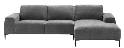 4251549304111 - Luxus Lounge Ecksofa Grau   Schwarz 285 x 164 x H 80 cm - Wohnzimmer Sofa