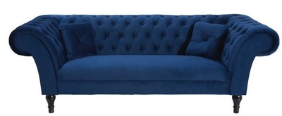 4251549304203 - Chesterfield Sofa in Blau 225 x 90 x H 79 cm - Designer Chesterfield Sofa