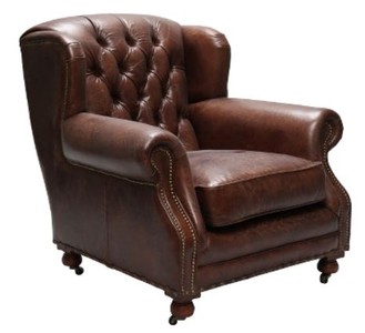 4251549304326 - Luxus Echtleder Sessel Dunkelbraun 92 x 97 x H 89 cm - Chesterfield Wohnzimmermöbel 4251549304326 - Luxus Echtleder Sessel Dunkelbraun 92 x 97 x H 89 cm - Chesterfield Wohnzimmermöbel